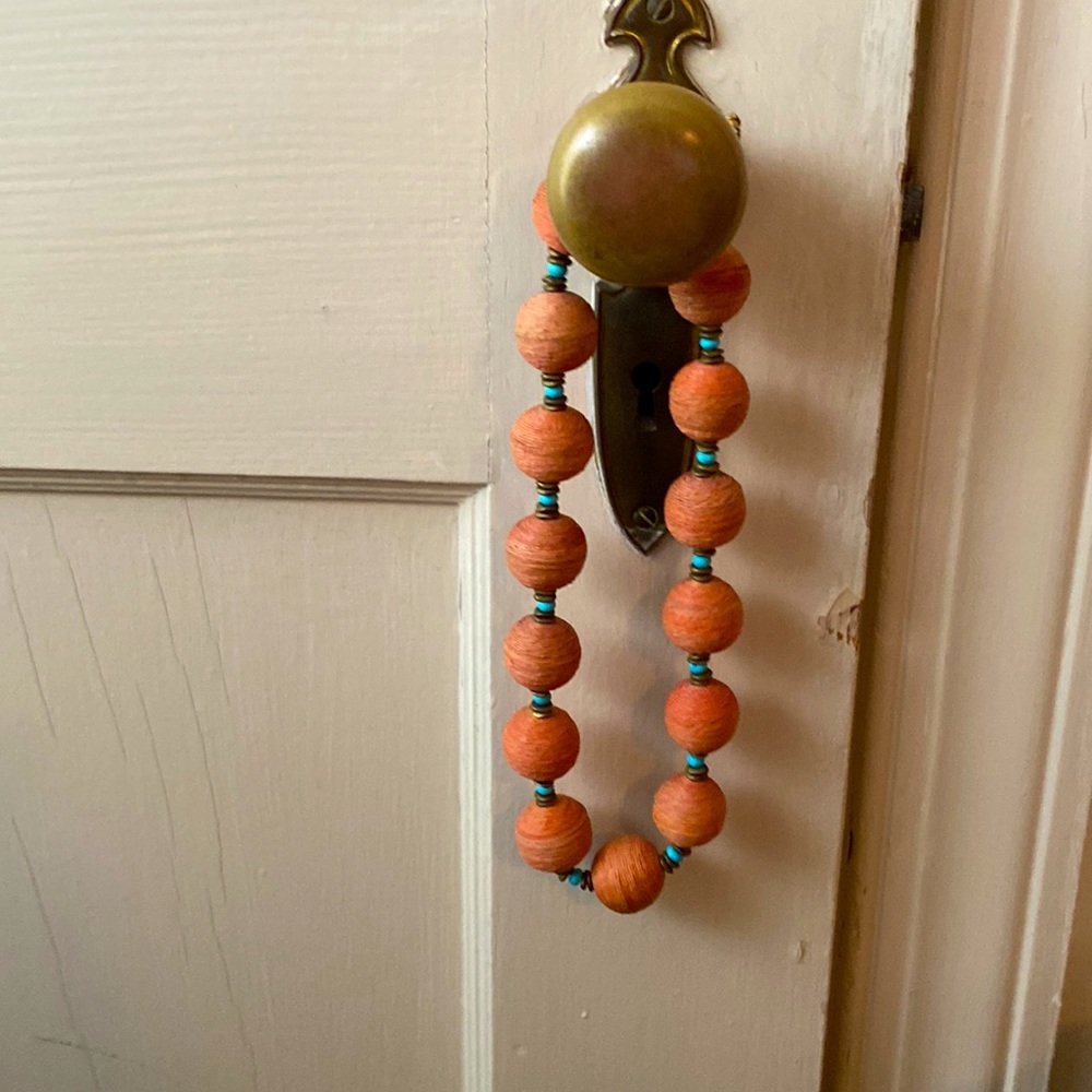 Orange and turquoise bead necklace